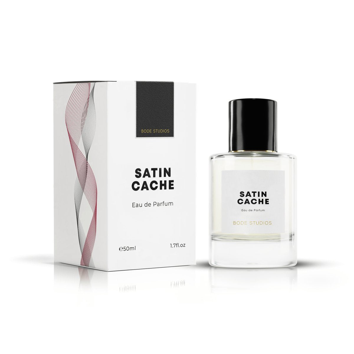 satin cache perfume bottle and packaging